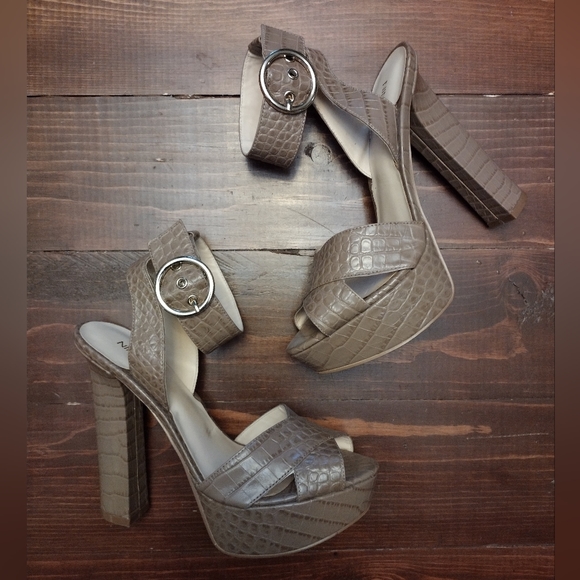 Nine West Shoes - Nine West Animal Print Side Buckle Platform Heels